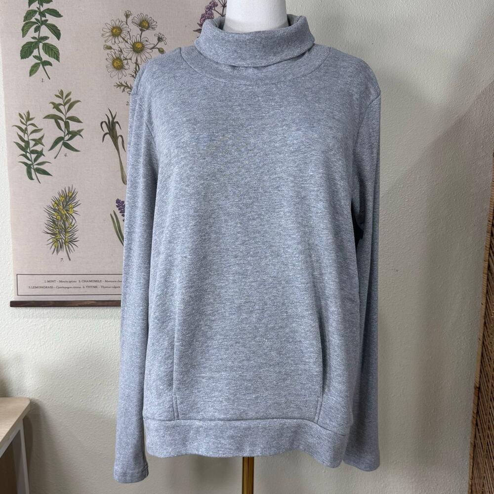 Alo Yoga Smoky Quartz Heather Gray Cozy Funnel Neck Pullover Sweatshirt L